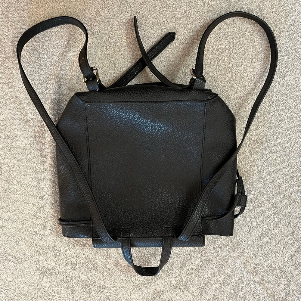 Steve Madden Purse Backpack Drawstring Black Silv… - image 2